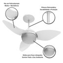 Ver imagem 6 de VENTILADOR DE TETO ALISEU SMART COM CONTROLE DE PAREDE - Cristal 127V