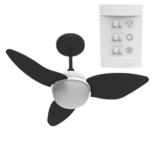 VENTILADOR DE TETO ALISEU SMART PRETO COM CONTROLE DE PAREDE 127V
