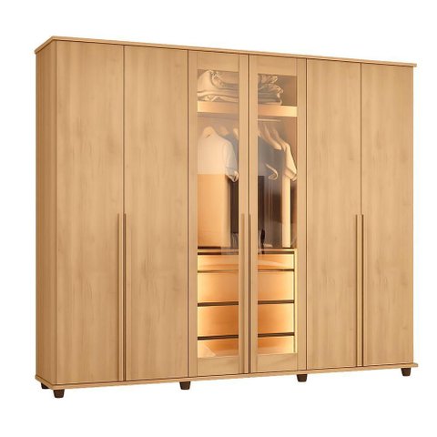 Guarda Roupa Casal Bélgica 5 Gavetas MDF MDP Cinamomo RV Móveis