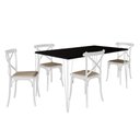 Ver imagem 1 de Conjunto de Mesa Elen Retangular Tampo de Madeira 140x80cm Preto com 4 Cadeiras Katrina Branca