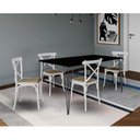 Ver imagem 2 de Conjunto de Mesa Elen Retangular Tampo de Madeira 140x80cm Preto com 4 Cadeiras Katrina Branca