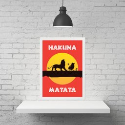 Quadro Hakuna Matata - Filme Rei Leão 33x24cm:madeira Branca - 2