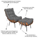 Ver imagem 4 de Poltrona Sala Estar Decorativa Costela de Adão com Puff Luxo: Poltrona Costela Linho Cinza