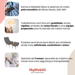 Poltrona Sala Estar Decorativa Costela de Adão com Puff Luxo: Poltrona Costela Linho Cinza - 2