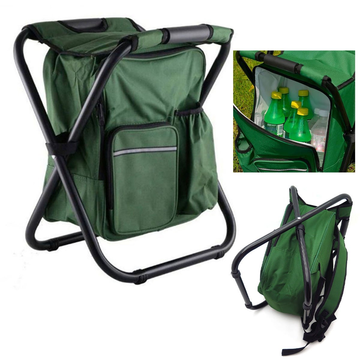 Cadeira Mochila Banco Banqueta Bolsa Semi Termica 2 Em 1 Portatil Fila Espera Pesca Camping Acampame - 1