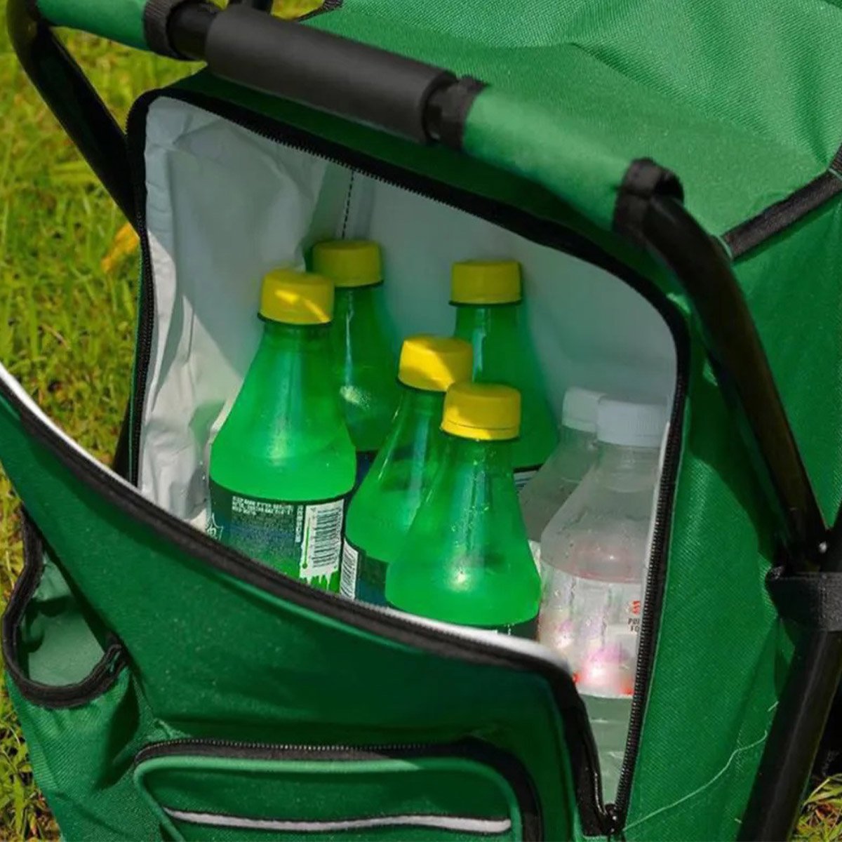 Cadeira Mochila Banco Banqueta Bolsa Semi Termica 2 Em 1 Portatil Fila Espera Pesca Camping Acampame - 9