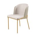 Ver imagem 2 de Cadeiras Sala de Jantar Courino Marfim e Linho Bege Base Dourado