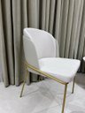Ver imagem 4 de Cadeiras Sala de Jantar Courino Marfim e Linho Bege Base Dourado
