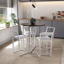 Ver imagem 1 de Conjunto Mesa 4 Cadeiras Estofado Tampo Preto Redondo Industrial White