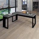 Ver imagem 1 de Mesa L Escritório Industrial 1,50m X 0,70m Pés Metal F5 Cor:cinza Sagrado com Preto