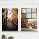 Ver imagem 1 de Kit 2 Quadros Fotos Portugal 24x18cm:Madeira branca