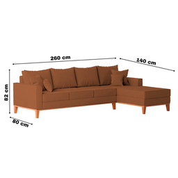 Sofá 4 Lugares Beny com Chaise Direito Corino Terracota - 6