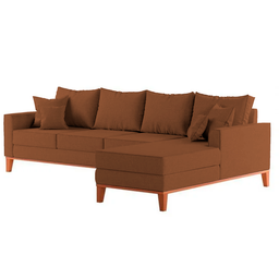 Sofá 4 Lugares Beny com Chaise Direito Corino Terracota - 4