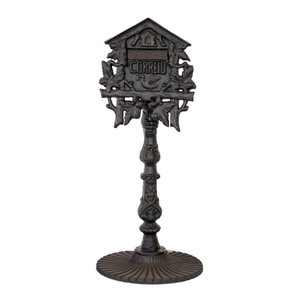 Caixa de Correio Colonial Casinha com Pé Ferro Fundido