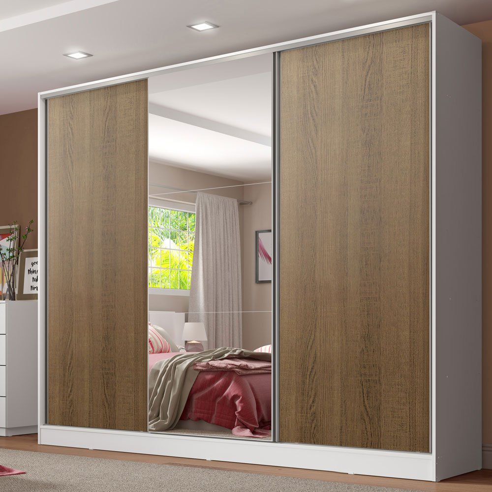 Guarda-roupa Casal 100% Mdf Madesa Royale 3 Portas de Correr com Espelho - 2