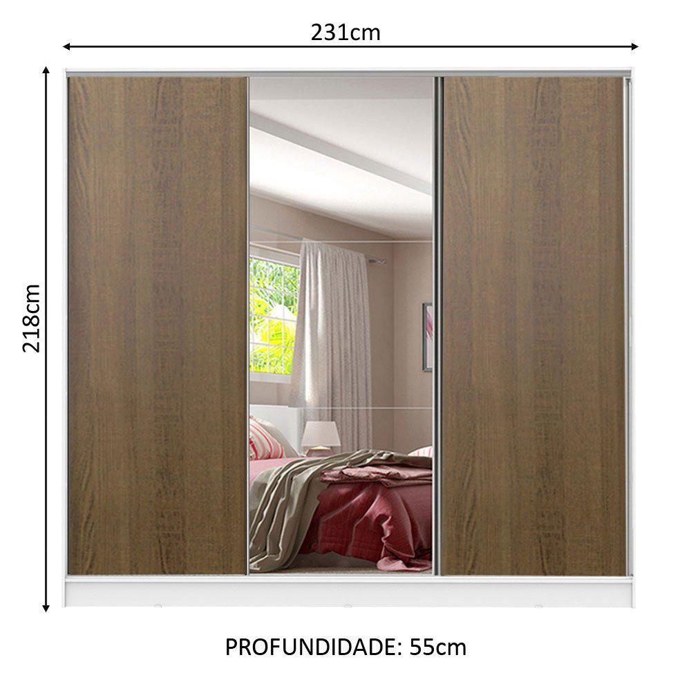 Guarda-roupa Casal 100% Mdf Madesa Royale 3 Portas de Correr com Espelho - 5