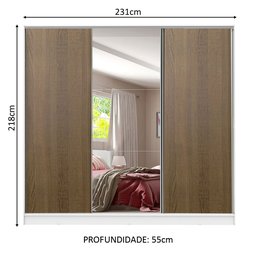 Guarda-roupa Casal 100% Mdf Madesa Royale 3 Portas de Correr com Espelho - 6