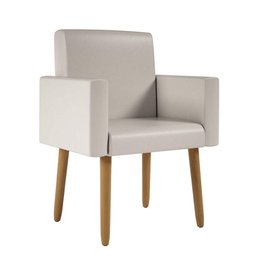 Kit 4 Poltronas Nina Decorativa Recepção Sala Oferta Courino Cor:courino Bege - 3