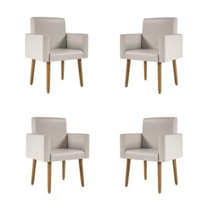Kit 4 Poltronas Nina Decorativa Recepção Sala Oferta Courino Cor:courino Bege