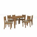 Ver imagem 2 de Conjunto para Sala de Jantar Mesa com 6 Cadeiras Melina Marrom/Canela/Areia
