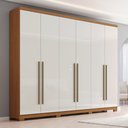 Ver imagem 3 de Guarda-roupa Casal New Jade 6 Portas 3 Gavetas Cinamomo/off White - Henn