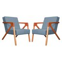 Ver imagem 1 de Conjunto 2 Poltronas Decorativa Monalisa Linho Azul Carolina Estofados
