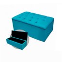 Ver imagem 3 de Kit Cabeceira Geovana + Calçadeira Baú Mirage Solteiro 120cm Suede - Ecotec Decor:Azul Turquesa