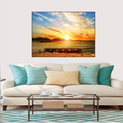 Quadro Canvas Barco por do Sol 50x70