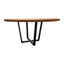 Ver imagem 3 de Mesa Industrial Redonda 1,50 Elaine em Madeira Maciça e Base em Ferro Preto Marrom