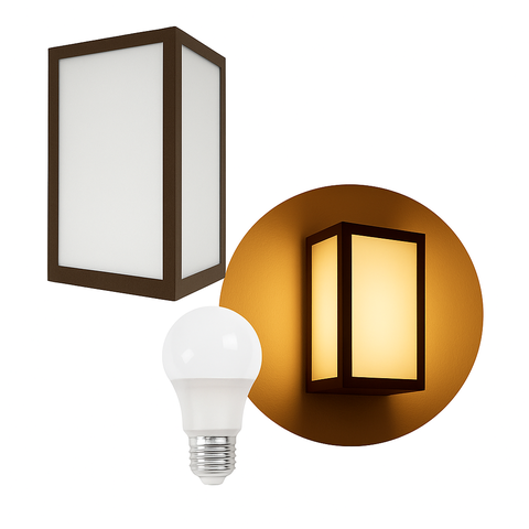 Arandela Luminária Vitra 3 Vidros Externa Marrom + Led A60 12w Br. Quente St2953