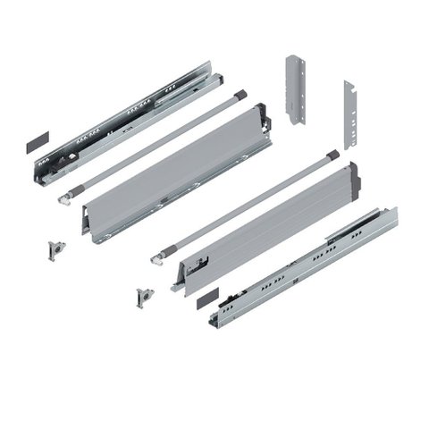 Gaveta Metálica Alta (30 Kg) 224 x 500mm Tandembox Plus com Blumotion Cinza Blum 01 conjunto