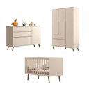 Ver imagem 2 de Quarto de Bebê Completo 3 Peças Berço Minicama 2 em 1, Cômoda e Guarda-Roupa Retrô 100% MDF Melinda Off White
