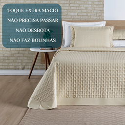 Colcha King Size Casa Blanca 200 Fios Bordado 100%algodao Super Luxuoso Madri:caqui - 5