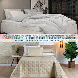Colcha King Size Casa Blanca 200 Fios Bordado 100%algodao Super Luxuoso Madri:caqui - 4