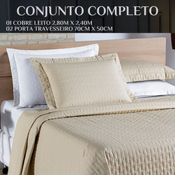Colcha King Size Casa Blanca 200 Fios Bordado 100%algodao Super Luxuoso Madri:caqui - 6