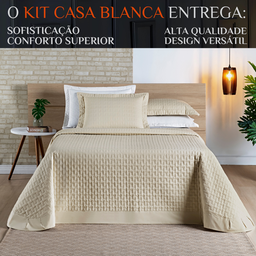 Colcha King Size Casa Blanca 200 Fios Bordado 100%algodao Super Luxuoso Madri:caqui - 2