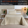Colcha King Size Casa Blanca 200 Fios Bordado 100%algodao Super Luxuoso Madri:caqui - 2