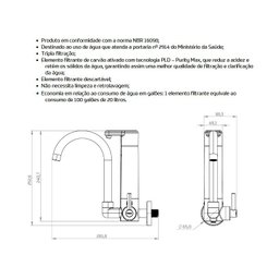 Torneira com Purificador de Parede Lagune Vitalité Viqua Branco - 2