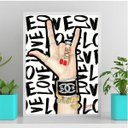 Ver imagem 1 de Quadro Feminino Rock Love Fashion 45x34cm - com vidro:Madeira preta