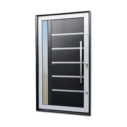 Porta Pivotante Alumínio Lambril Miraggio c/Pux.D.Elite Mix Preto 216x130 Brimak