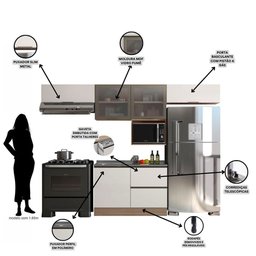 Cozinha Modulada Etna 5 Peças para Pia 5 Portas Poliman Móveis - 4