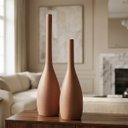 Ver imagem 2 de Dupla de Vasos Tulipa Decorativo de Cerâmica para Sala e Mesa Mocha Mousse