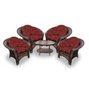 Ver imagem 1 de Conjunto de Poltronas Fibra Sintética Cairo - 4 Poltronas + 1 Mesa Centro - Tecido Duna Vermelho