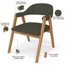 Ver imagem 4 de Cadeira de Jantar e Estar Living Estofada Nadja L02 Linho Verde Musgo - Lyam Decor