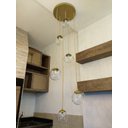 Ver imagem 2 de Pendente Moderno Dourado Pé Direito Alto Sala Vão de Escada Arevo Iluminação Jabuticaba VIDRO TRANSP