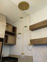 Ver imagem 2 de Pendente Moderno Dourado Pé Direito Alto Sala Vão de Escada Arevo Iluminação Jabuticaba VIDRO TRANSP