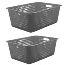 Ver imagem 1 de 2 Caixas Organizadoras Grandes Organize Cestos Plásticos 40l Chumbo