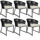 Ver imagem 1 de Kit 06 Cadeiras Decorativas para Área Gourmet Cozinha Corda Náutica Bethari D04 Preto - Lyam