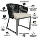 Ver imagem 4 de Kit 06 Cadeiras Decorativas para Área Gourmet Cozinha Corda Náutica Bethari D04 Preto - Lyam