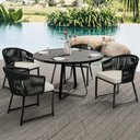 Ver imagem 3 de Kit 06 Cadeiras Decorativas para Área Gourmet Cozinha Corda Náutica Bethari D04 Preto - Lyam